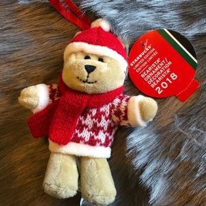 NWT 2018 Starbucks Bearista Boy Plush Ornament